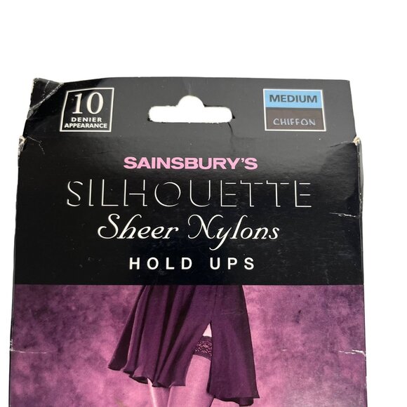 Sainsburys Silhouette Sheer Nylons Hold Ups10 Denier Chiffon Medium New - Picture 3 of 6